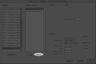 the Remove Action button